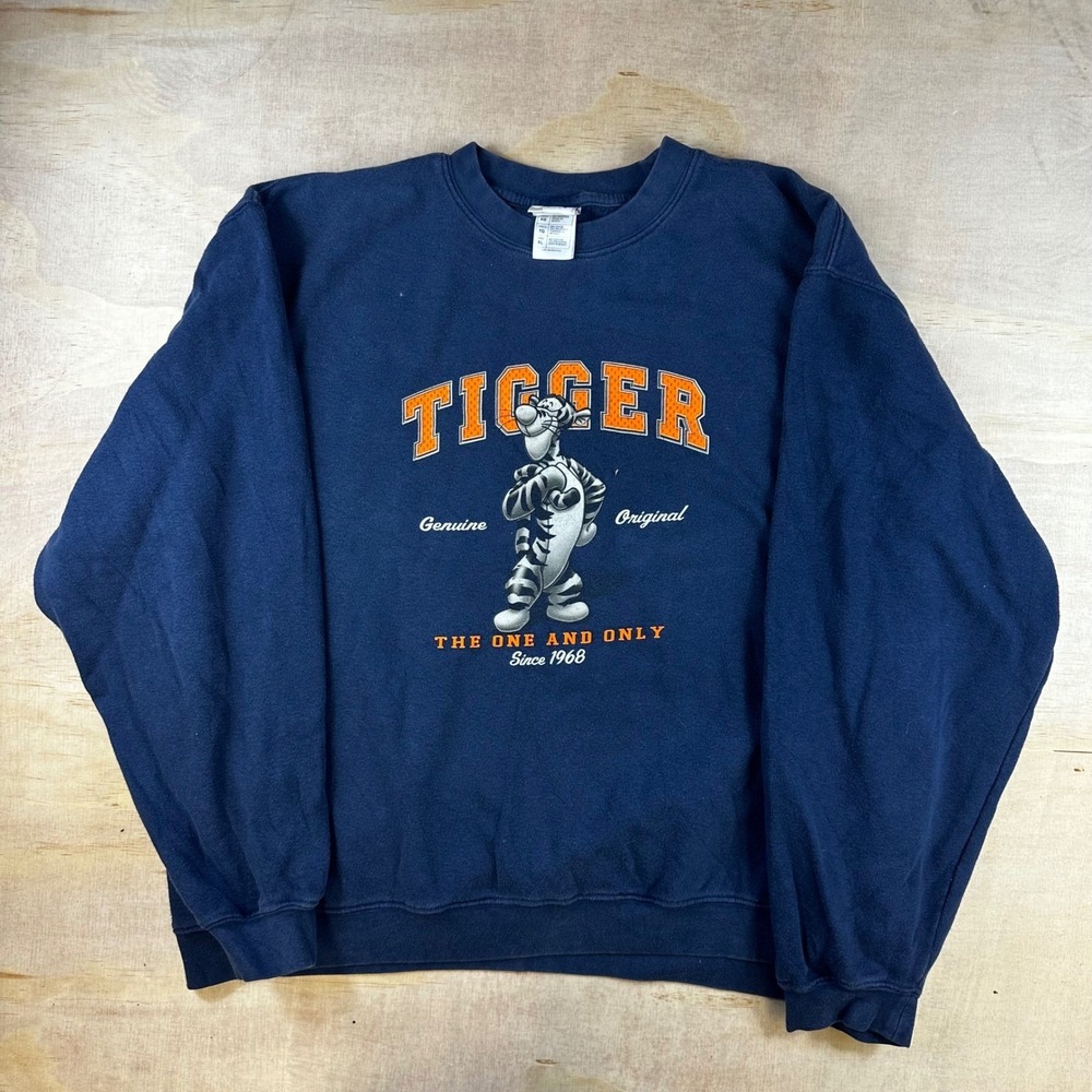 Disney Store Tigger Sweatshirt Vintage Navy Blue Crewneck XL Winnie the Pooh